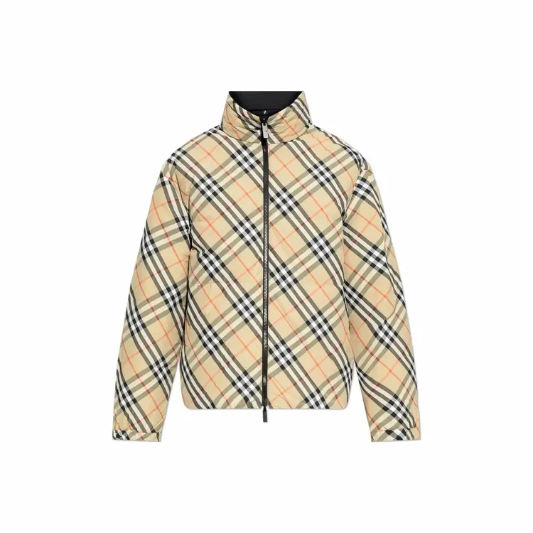 Burberry博柏利 格纹双面穿立领羽绒夹克 男款 米色