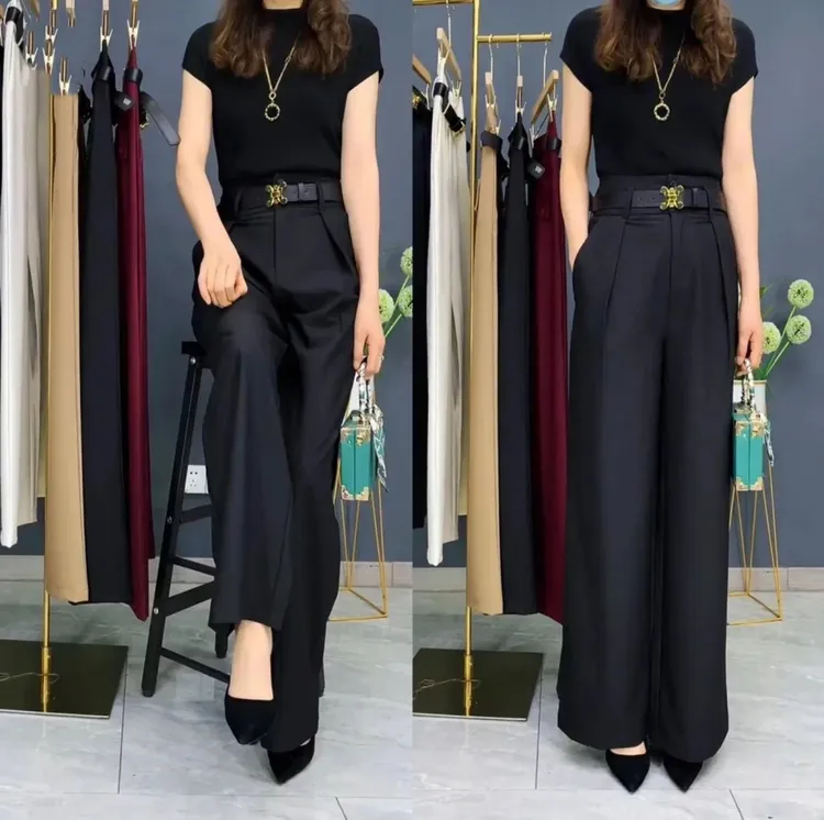 【送腰带】春夏新款洋气高档阔腿裤女垂坠感西裤气质休闲显瘦长裤潮