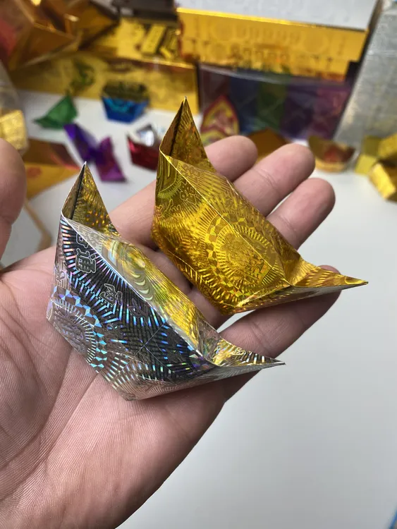 【加厚款】免折镭射纸金银色半成品手工折纸宝小号10*13中号12*15
