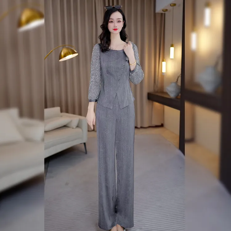 贵夫人气质优雅套裤2025新款静奢风时尚休闲高腰显瘦套装27069