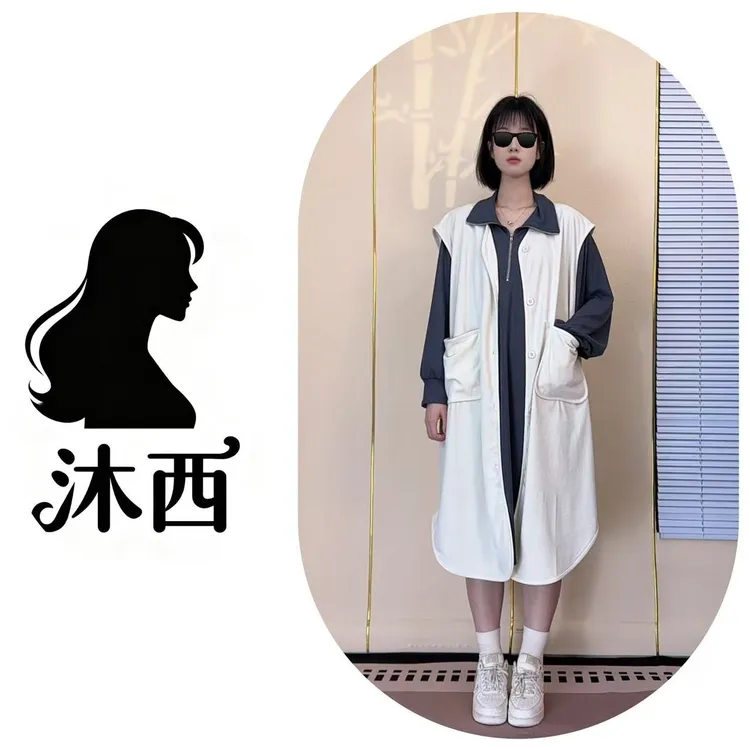 秋款上新单排多扣无袖马甲搭配大码连衣裙气质纯色宽松女装