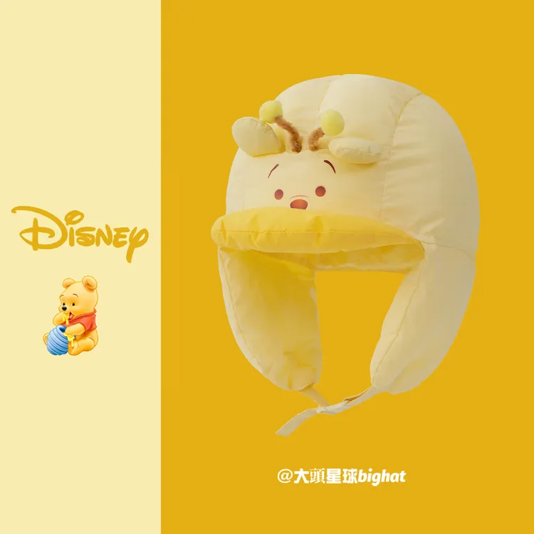 大头星球雷锋帽女款冬大头围护耳帽维尼小熊雷锋帽子