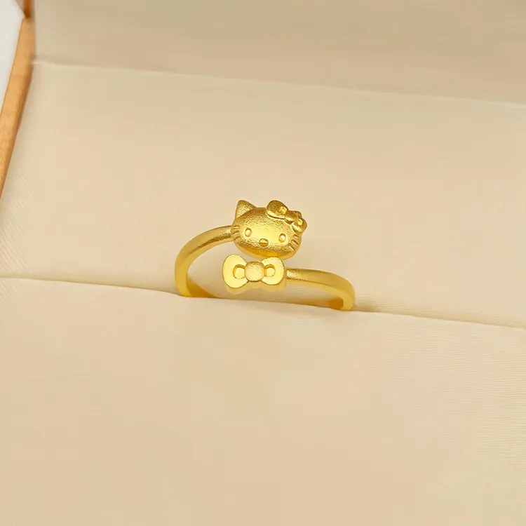 【灵动】黄金足金999凯蒂猫蝴蝶结戒指 3.03 活口