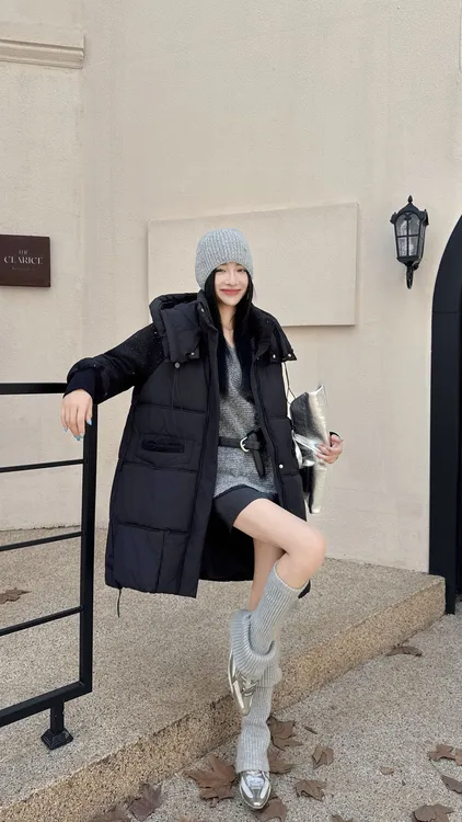 8812女士中长款连帽冬季加厚保暖棉服外套 -A775