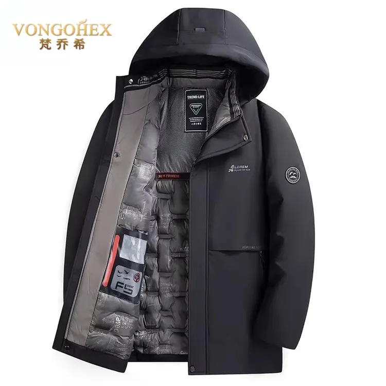 VONGOHEX男士冬季休闲棉衣加厚保暖连帽商务休闲防风防寒棉服外套