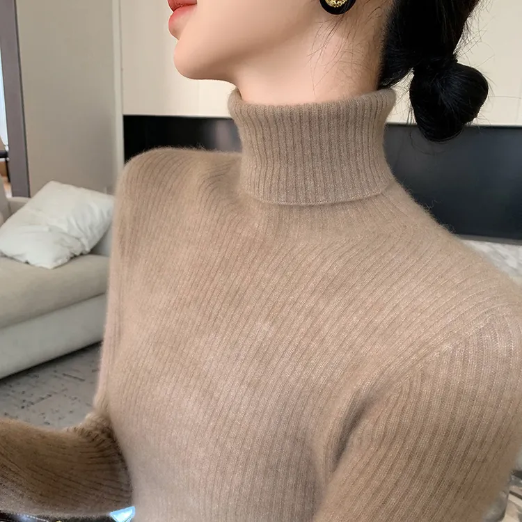 哥弟阿玛施正秋冬羊绒衫女内搭高领毛衣修身羊毛衫加厚保暖打底衫