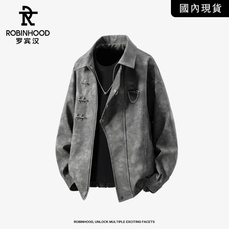 罗宾汉严选美式雪花皮夹克韩版潮流机车服春秋季防风情侣休闲外套