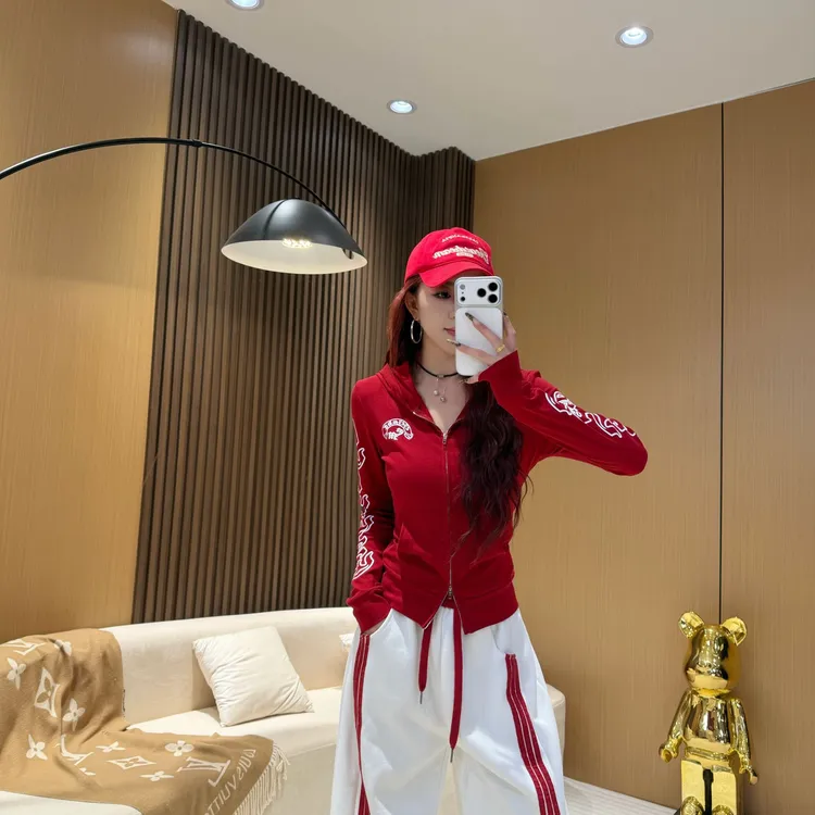 DA1925 印花连帽双头拉链开衫 秋美式显瘦长袖时尚休闲外套上衣女