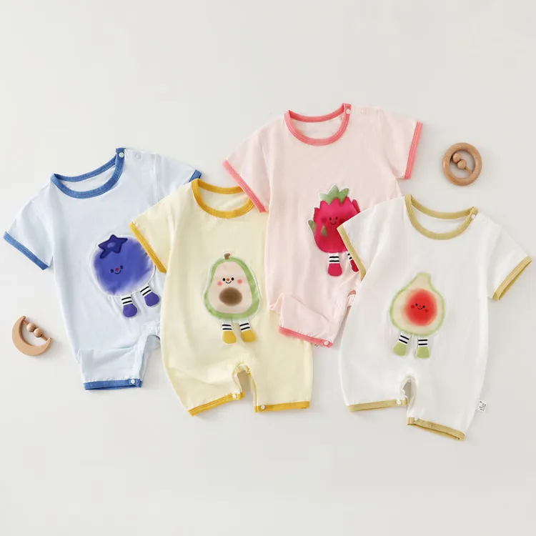 【专柜无骨】夏季新生儿衣服薄款短袖宝宝哈衣爬服可爱卡通婴儿衣服