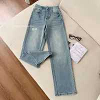 Pretty Silhouette/若纤秋冬加绒加厚款【青枫蓝】高腰直筒牛仔裤女