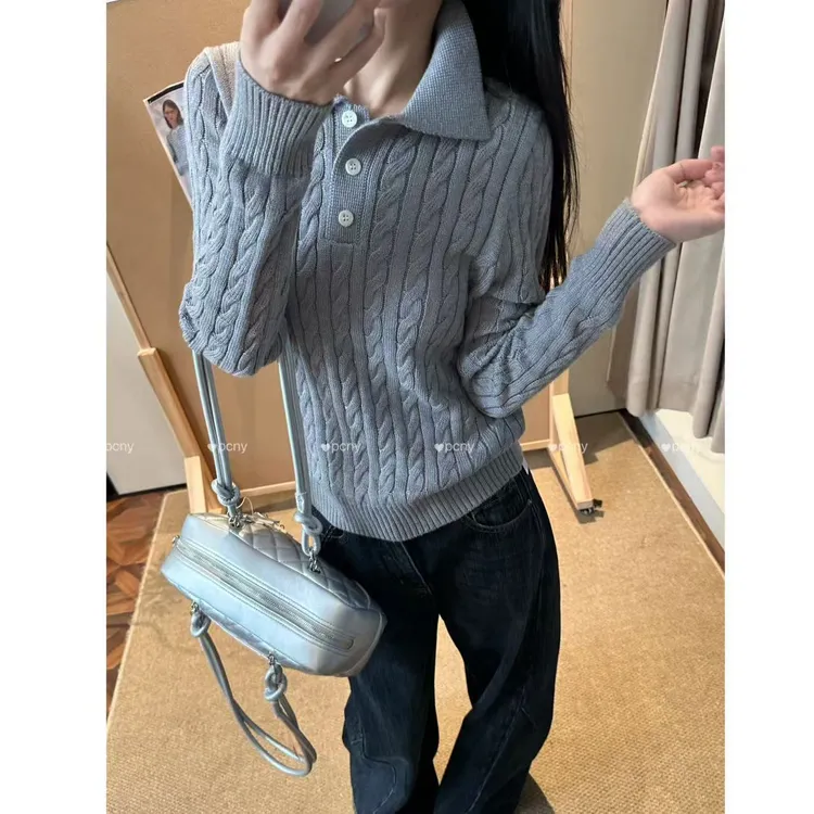 PCNY「麻花小心思」不理理秋季新款小众女装时尚休闲针织衫