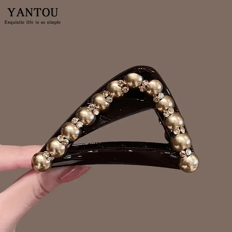 【氛围感】精致工艺珍珠璀璨立体高端抓夹气质发抓鲨鱼夹半扎发夹