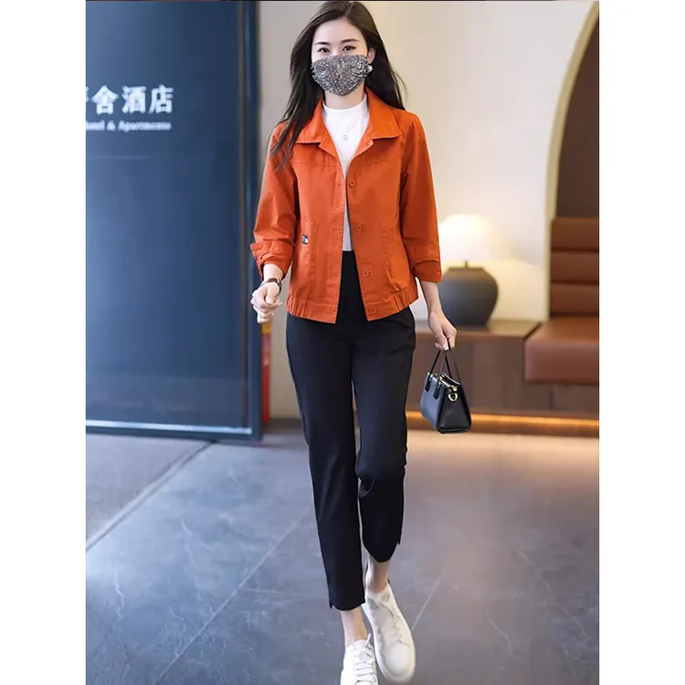 拉夏贝尔休闲短外套女秋2025新款宽松显瘦百搭夹克上衣时尚小外套