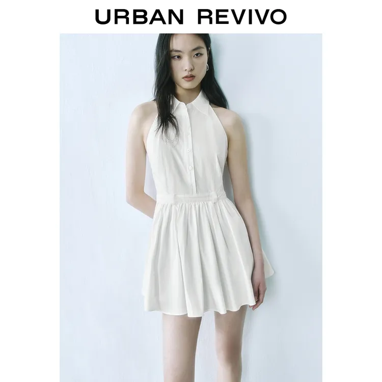 UR2025夏季新款女装简约休闲气质无袖A字连衣裙UYU750058