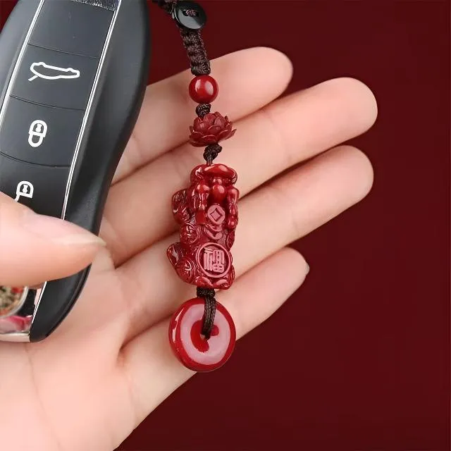 【先生推荐】貔貅莲花吊坠钥匙扣寓意饰品汽车钥匙扣