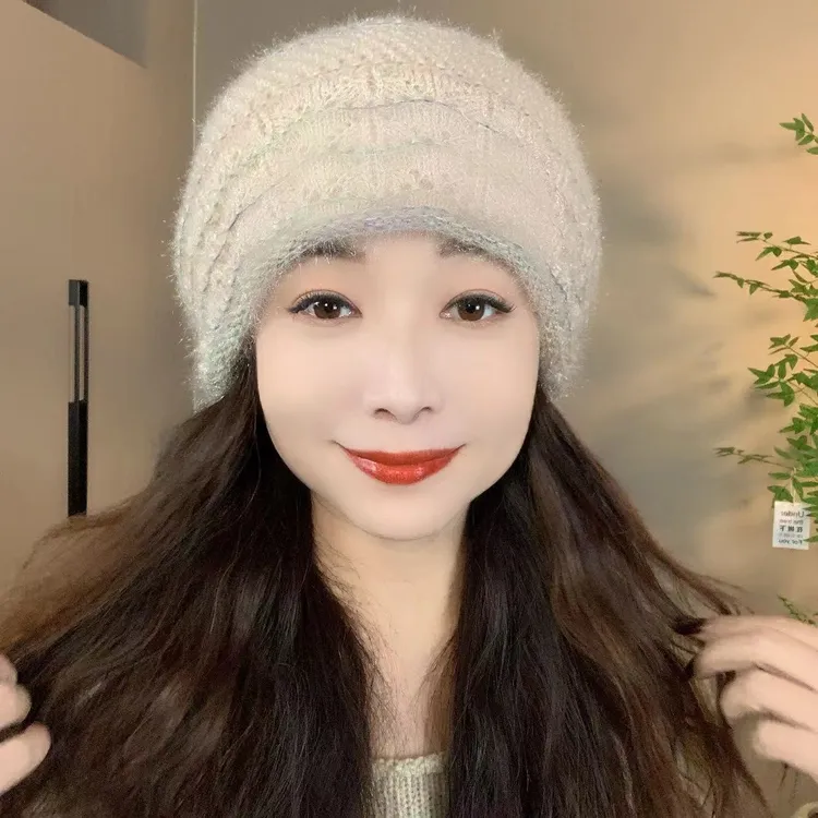 冬季新款双层钩花保暖帽HlS