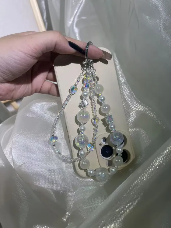 单条手机链搭配水晶串珠时尚ins风手工网红diy可爱小众透明爱心