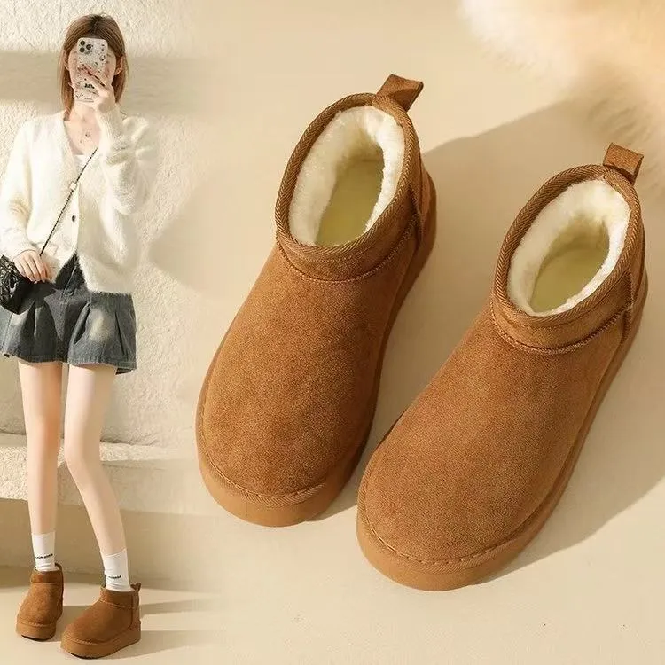 时尚雪地靴鞋子保暖女款韩版加绒雪地靴平底秋冬