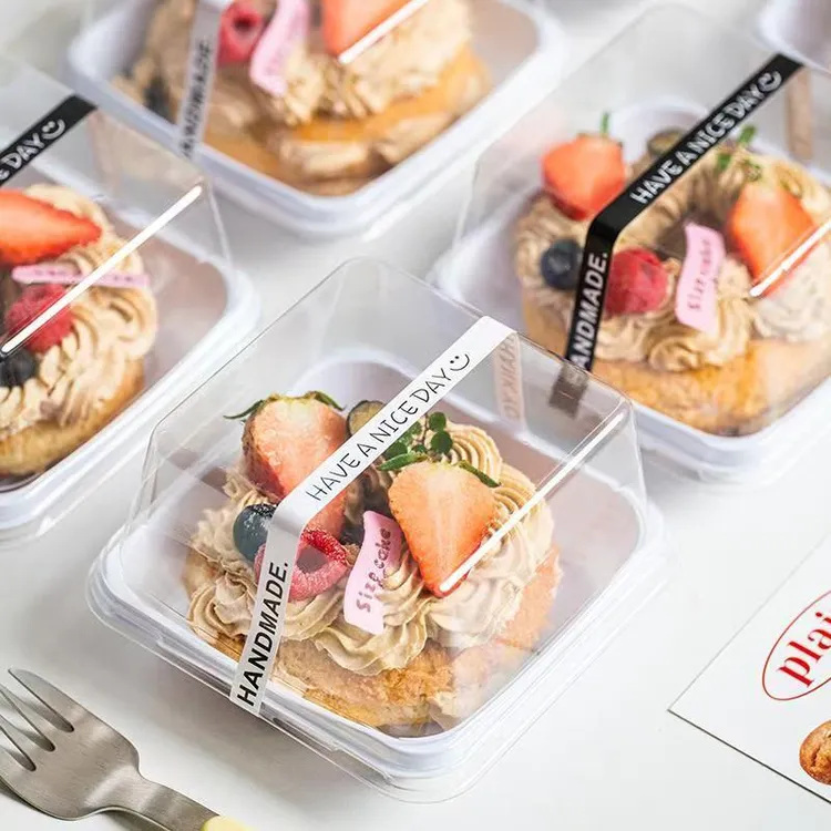 网红车轮泡芙包装盒切块蛋糕包装烘焙西点透明一次性打包盒