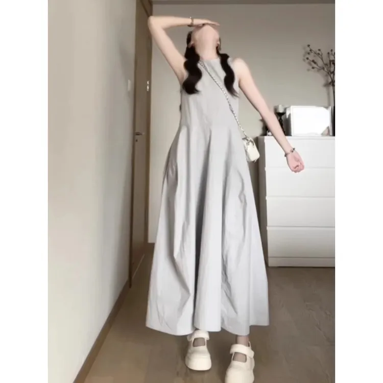 法式无袖设计感背心连衣裙女夏季2025新款小个子气质宽松a字长裙