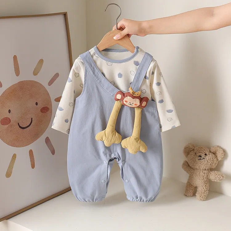 婴儿女宝背带裤套装儿童秋季长袖一岁早秋天洋气韩版洋气衣服宝宝