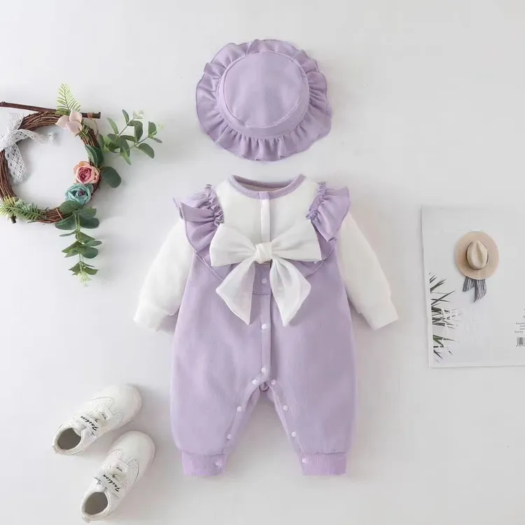 新款秋季女宝连体衣婴儿衣服春秋0-18个月连体衣春季哈衣公主外出