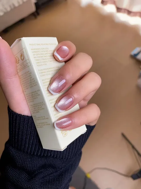[熹小喜]穿戴甲美甲纯手工果冻色猫眼法式简约百搭日常高级感显白
