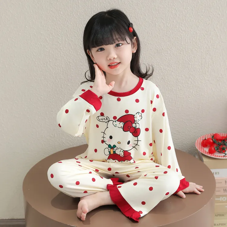 儿童睡衣莫代尔长袖春秋季2025新款宝宝小女孩卡通可爱家居服套装