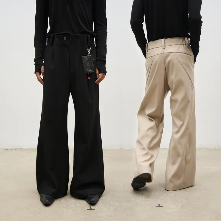 SOUTHFISH 武士西裤 异形门襟分割裁剪阔腿A字西裤长休闲裤