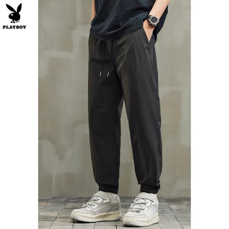 花花公子春夏新款冰丝空调裤男宽松裤子夏季休闲裤长裤百搭薄款潮