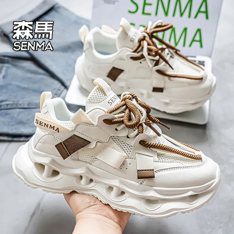 森马秋季新款情侣透气网面潮流百搭休闲运动鞋厚底增高防滑老爹鞋