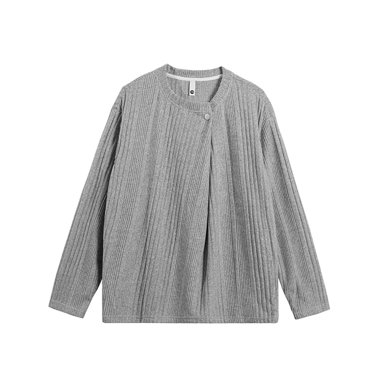 QNMN男女同款高品质280克重磅不规则抓毛绒长袖打底衫T恤