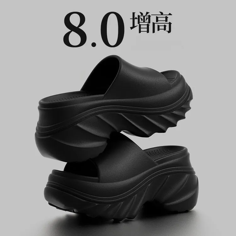 8cm踩屎感厚底拖鞋女夏季新款外穿增高休闲EVA网红沙滩高跟凉拖鞋