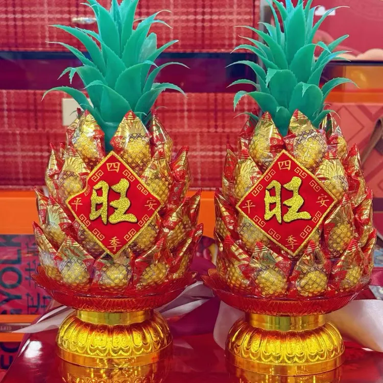 成品一对潮汕好事花生凤来吉祥带盘子