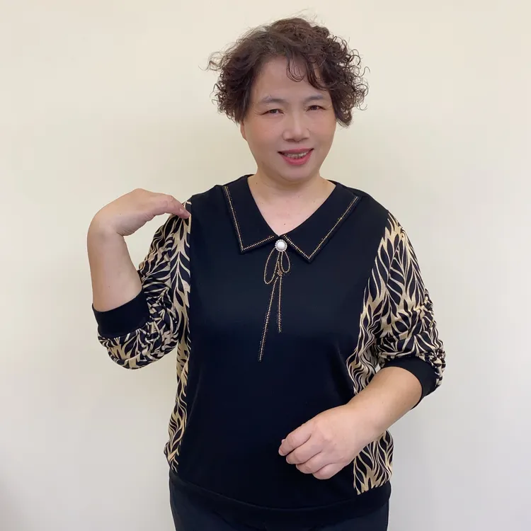秋季中老年洋气妈妈装气质娃娃领秋装百搭休闲拼接长袖8901