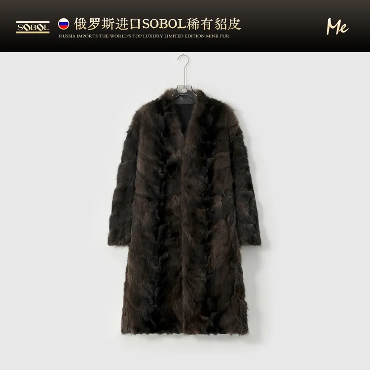 ME【F俄罗斯进口貂王】俄罗斯渐变水貂长款御寒皮草外套MESA4106