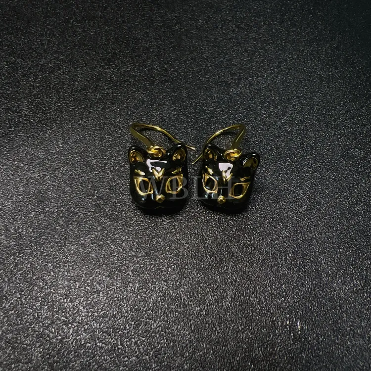 黄铜耳饰 WBLH复古可爱守护猫猫耳环