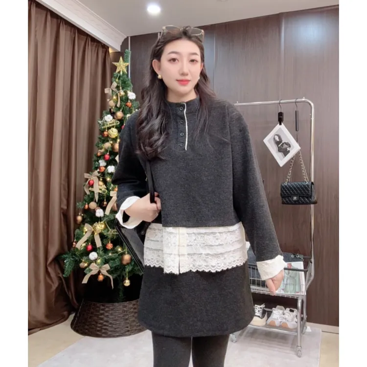 休闲时尚百搭冬季上新套装小香风显瘦气质网红针织高领秋冬拼接