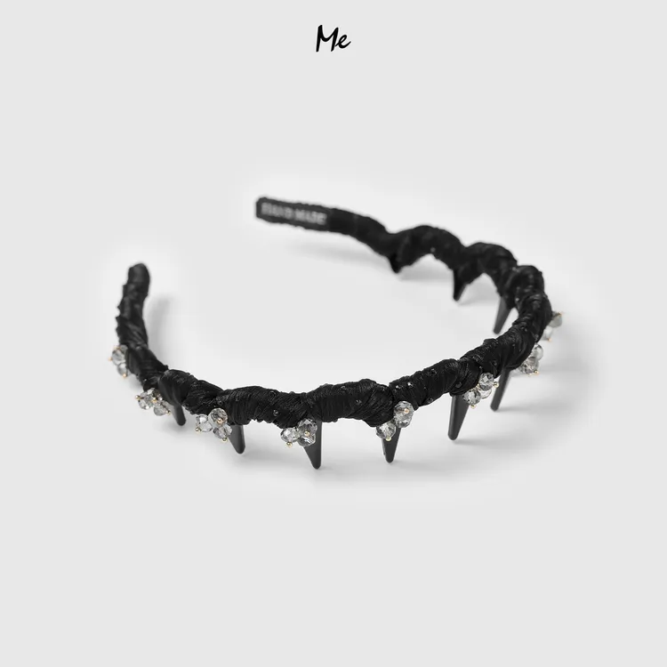 ME【黑钻波浪发箍】黑丝绒手缝晶钻千金奢牌感百搭时尚发箍MESA6182