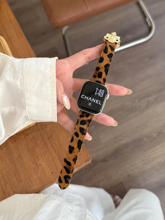 豹纹西太后皮质表带适用苹果手表iWatchs10s9s8s7s6高级小众女se2