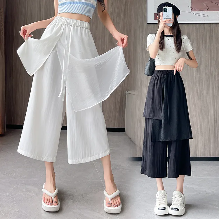 网纱拼接屁帘休闲裤女2025新款夏薄款显瘦小个子女生韩系ins衣服