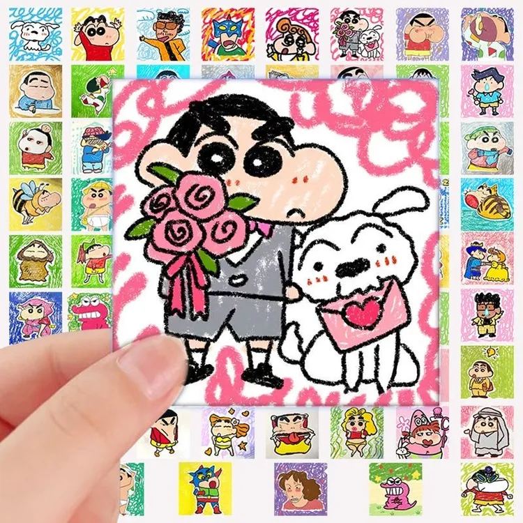 蜡笔小新卡通手绘涂鸦贴纸新画风小新创意手帐素材装饰贴画