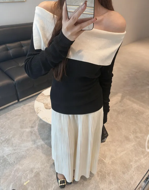 【子莹专属】名媛静奢毛衣裙子套装女针织上衣00708+半身裙00377两件套2025秋