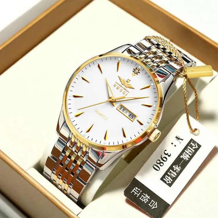 【加急专链】瑞士品质超薄防水夜光商务男表全自动双日历简约情侣表商品图