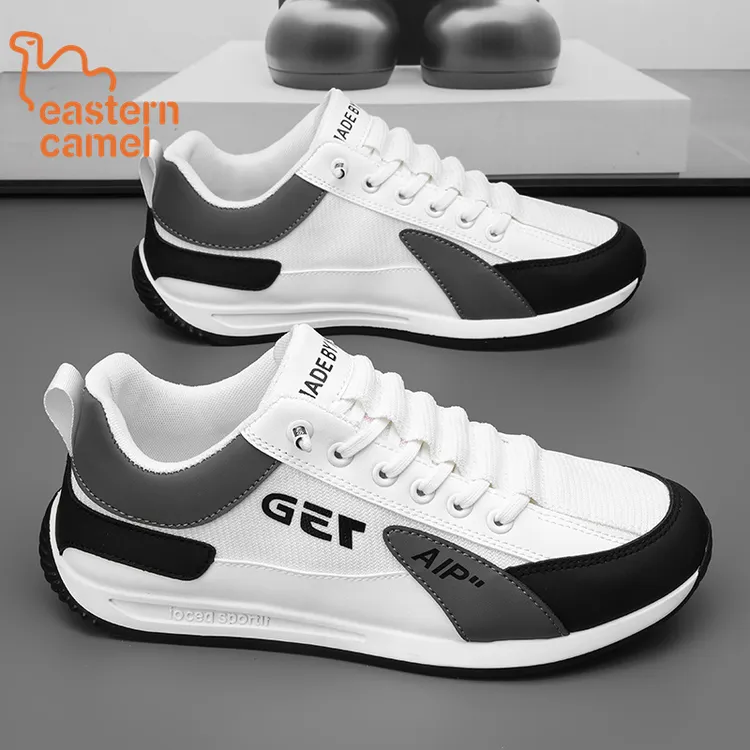 东方骆驼阿甘男鞋透气网面休闲板鞋一脚蹬轻便时尚潮流防滑运动鞋