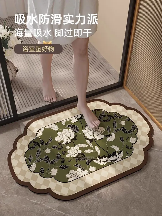 中古风浴室门口地垫吸水防滑脚垫家用垫子卫生间速干垫洗手间门垫