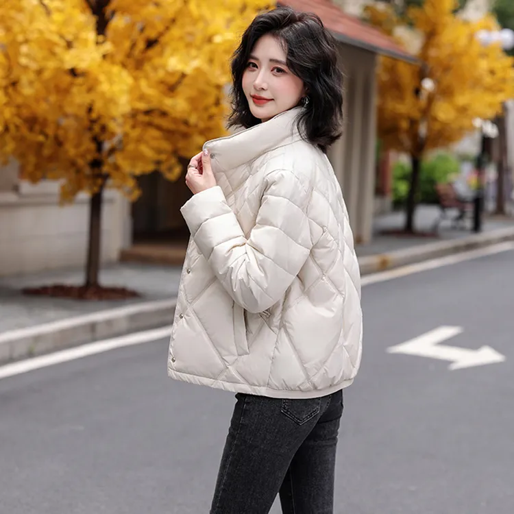 菱格短款棉服女冬季小个子显瘦洋气轻薄棉衣外套女2024年新款棉袄