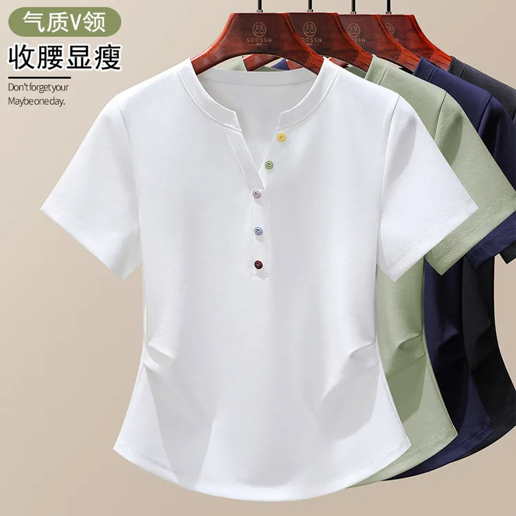 收腰t恤短袖夏季新款高级女装纯欲慵懒风女装上衣显瘦衣服修身