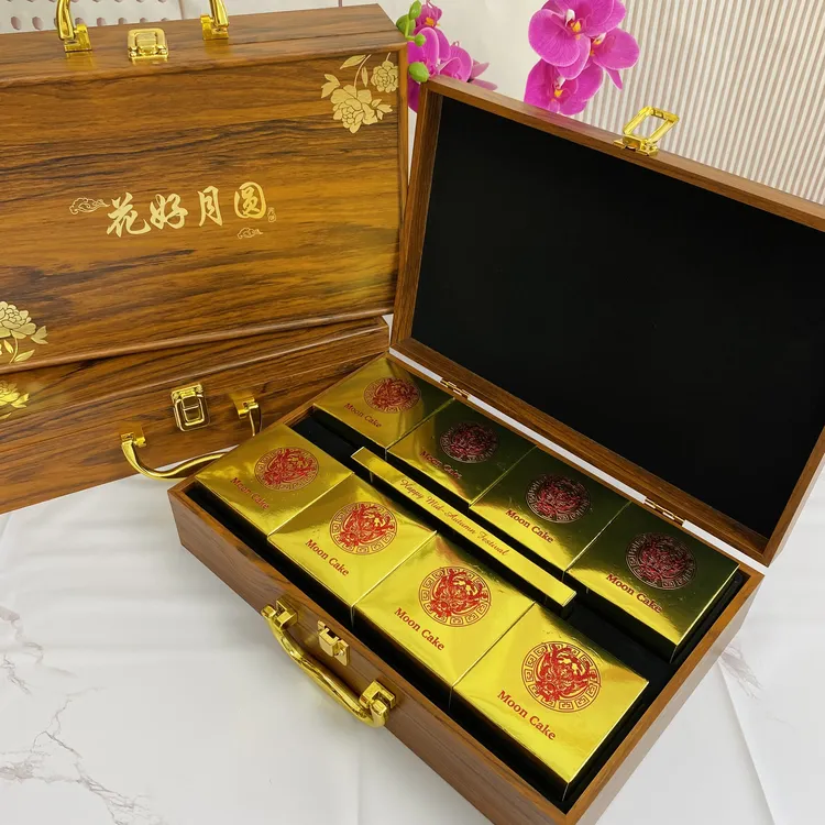 【高端】中秋节高档木质月饼礼盒  企业团购送人送礼中秋手工月饼