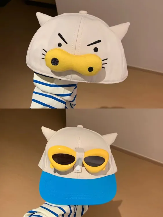 超人肥猪猪可爱正反两戴墨镜棒球帽春夏季男女款搞怪遮阳防晒帽子
